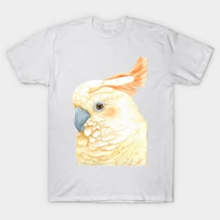 Watercolor citron-crested cockatoo portrait - Exotic painting T-Shirt